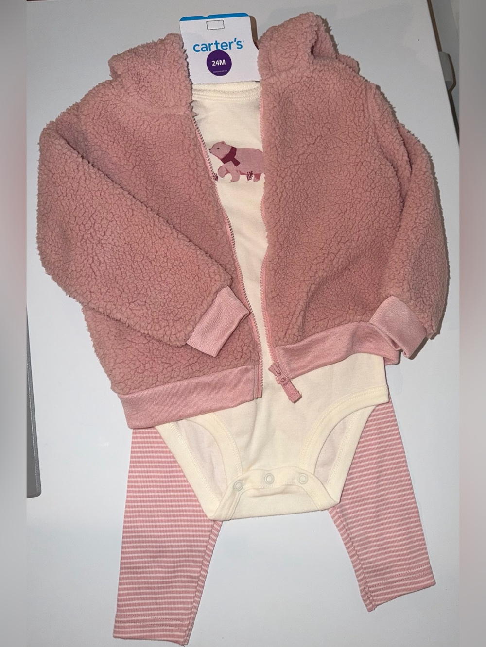 Carter's Pink Sherpa Hoodie 3 Piece Set - 24M